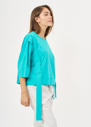 חולצה שרוול קצר סרט בצד טורקיז