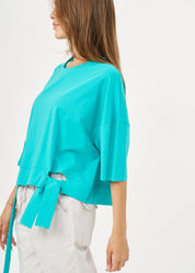 חולצה שרוול קצר סרט בצד טורקיז