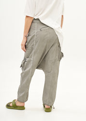 מכנסיים שקי עם רוכסנים ווש אפור בהיר