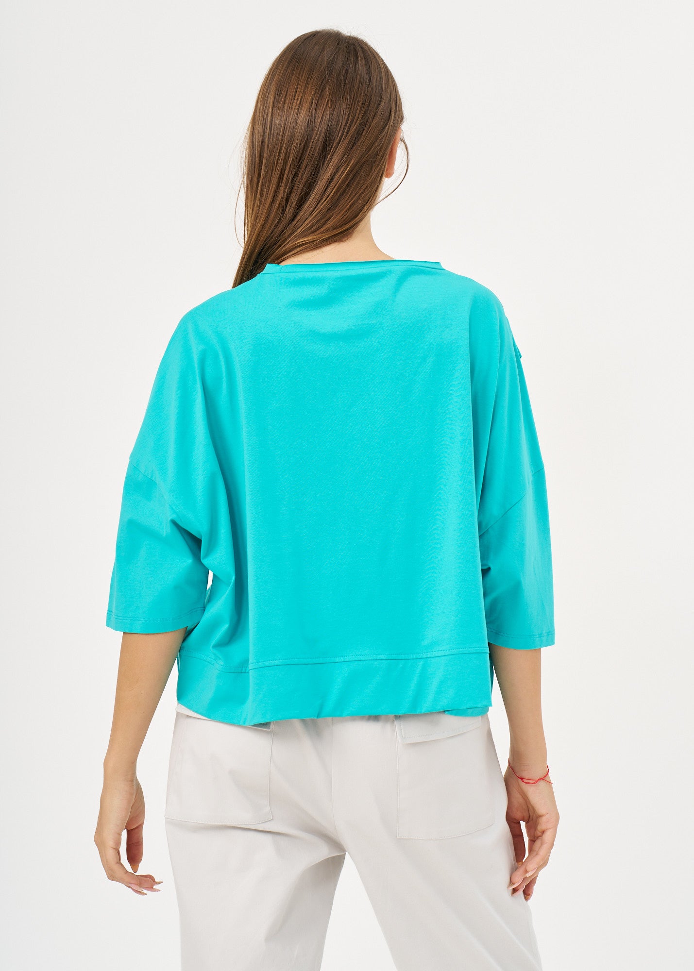 חולצה שרוול קצר סרט בצד טורקיז