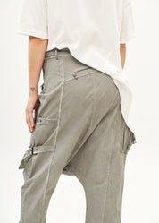 מכנסיים שקי עם רוכסנים ווש אפור בהיר