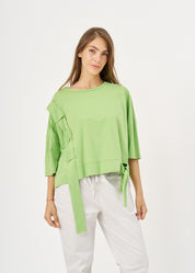 חולצה שרוול קצר סרט בצד ירוק בהיר