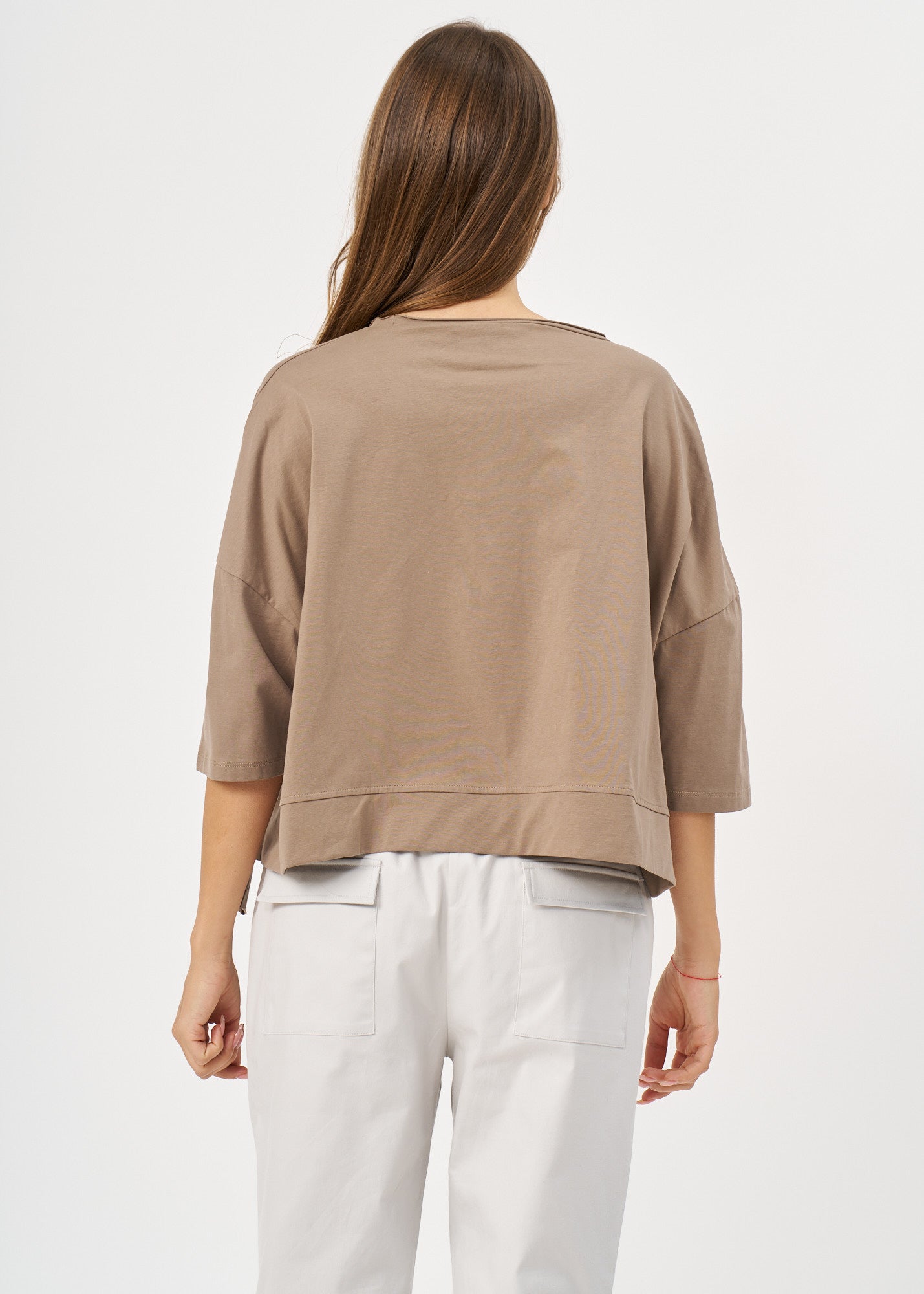 חולצה שרוול קצר סרט בצד חום