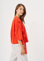 חולצה שרוול קצר סרט בצד כתום