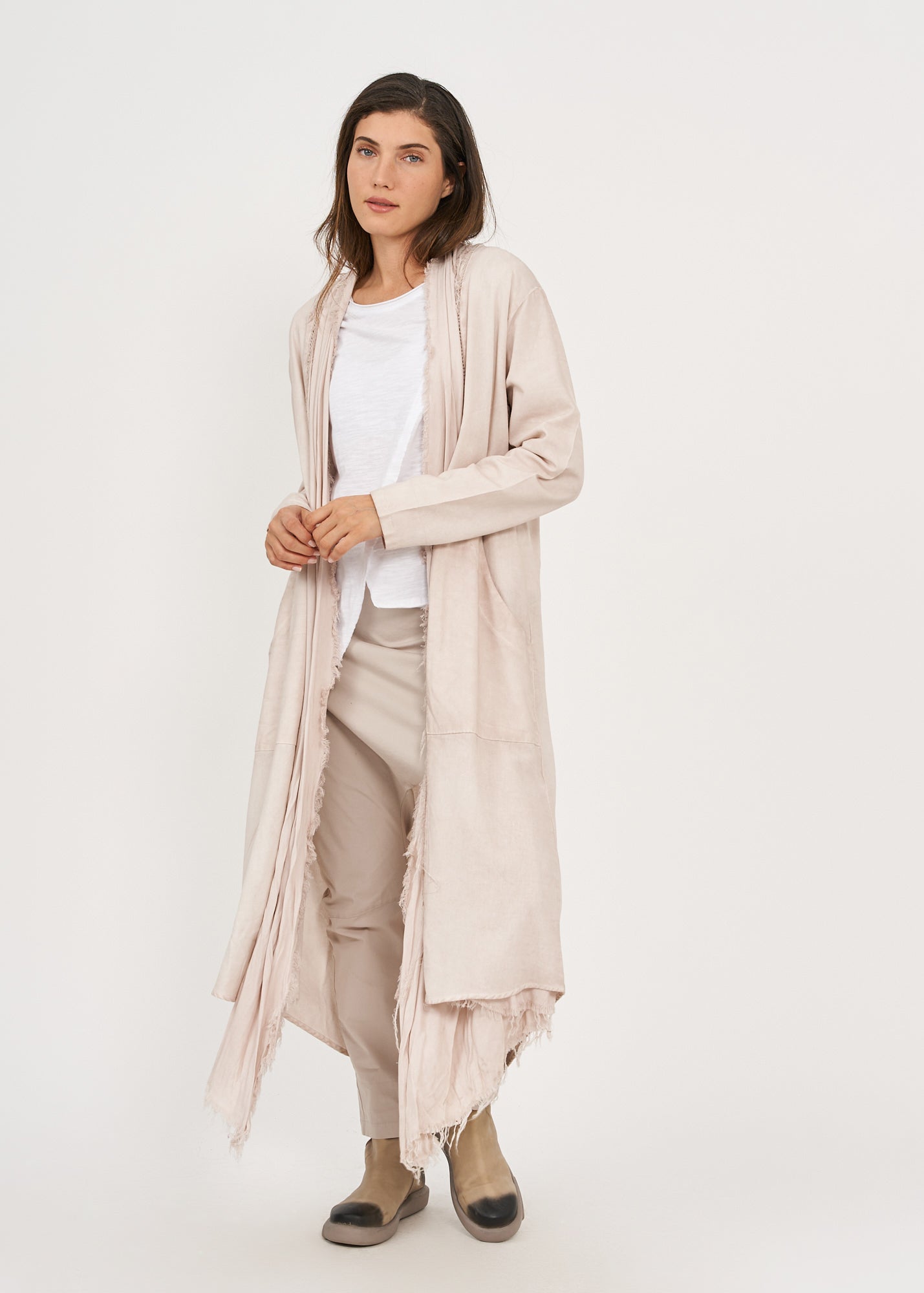 עליונית ארוכה ווש שילוב בדים סטון ווש