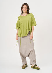 טי שרט שרוך עם כפתורים ירוק