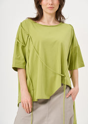 טי שרט שרוך עם כפתורים ירוק