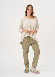 Stone oversized shirt with external cuts