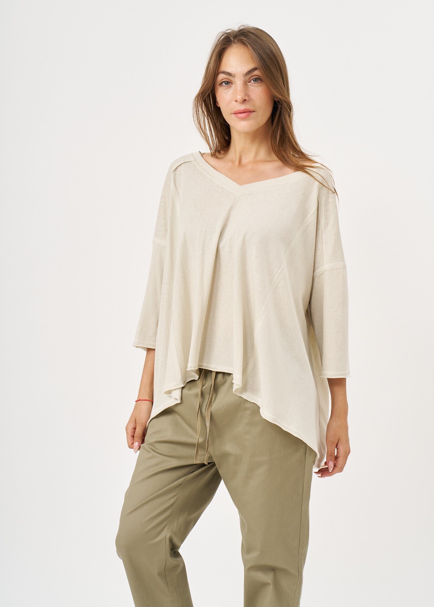 Stone oversized shirt with external cuts