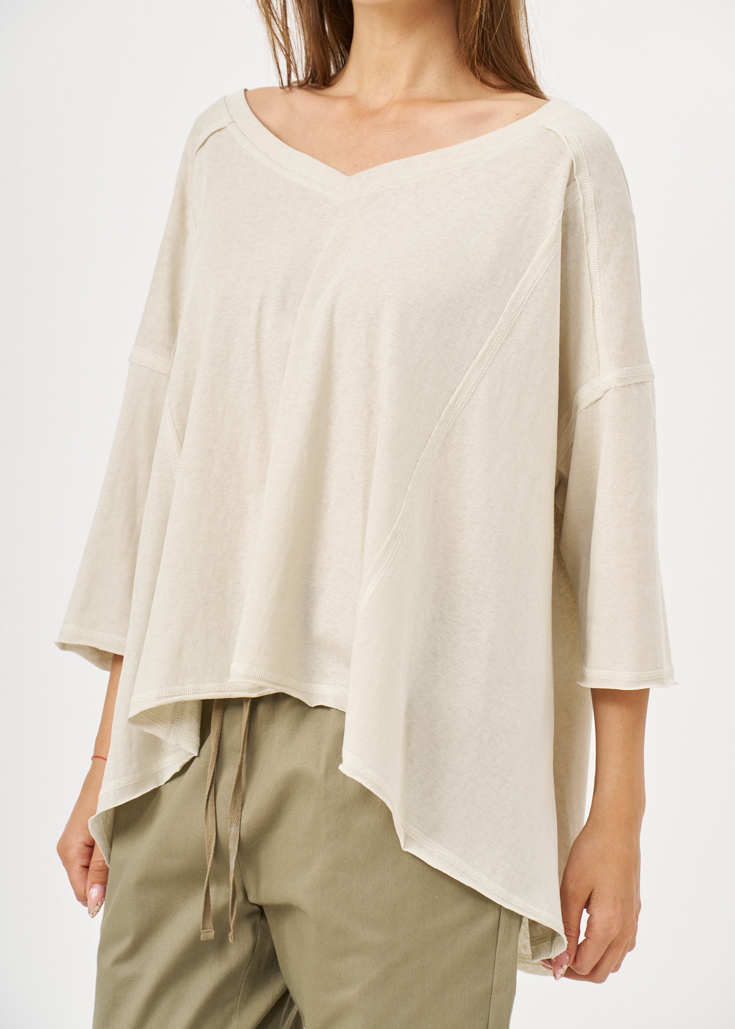 Stone oversized shirt with external cuts
