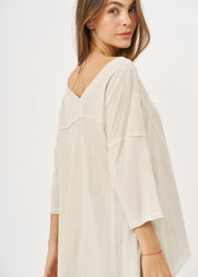 Stone oversized shirt with external cuts