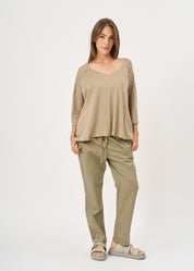 Oversized shirt with external cuts, brown