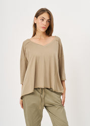 Oversized shirt with external cuts, brown