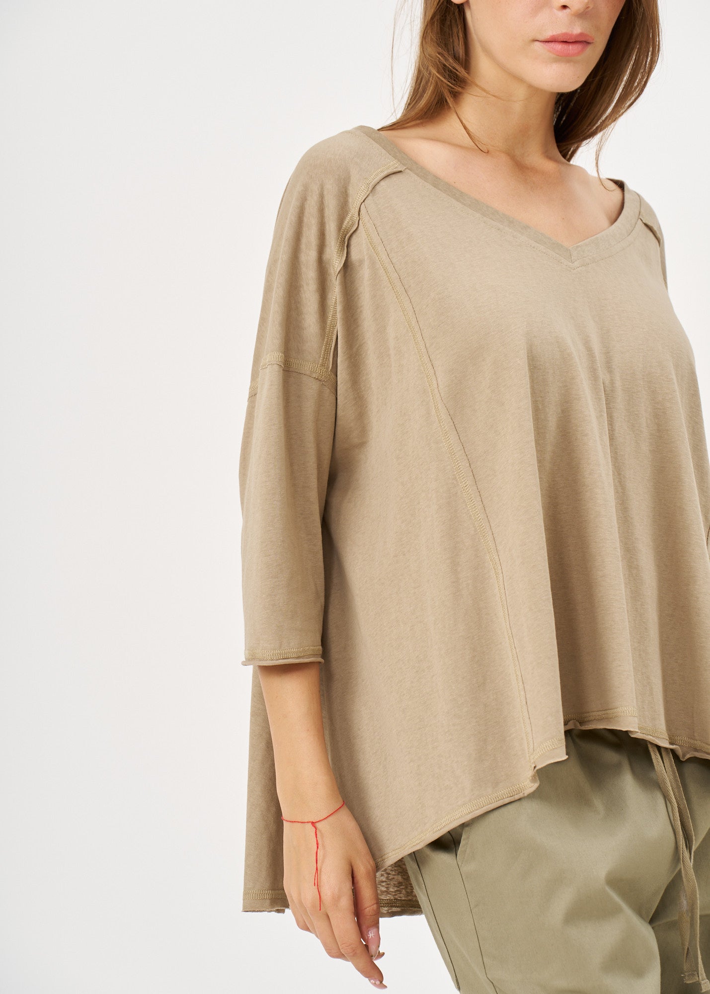Oversized shirt with external cuts, brown