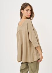 Oversized shirt with external cuts, brown
