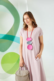 Fuchsia pink three-piece mango tree necklace