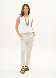 Casual pants with a belt Stone