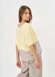 Yellow half-half short-sleeved shirt