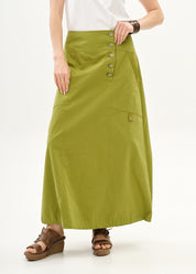 חצאית סגירת כפתורים שילוב סרט ירוק
