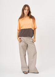 Half-half orange short-sleeved shirt