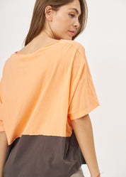 Half-half orange short-sleeved shirt