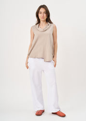 Gray tank top with a flowing collar