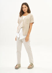 עליונית טריקו שילוב סרט בז'