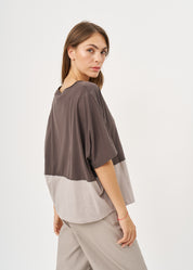 Gray half-half short sleeve shirt