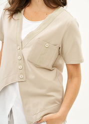 עליונית טריקו שילוב סרט בז'