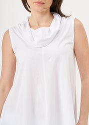 White tank top with a flowing collar