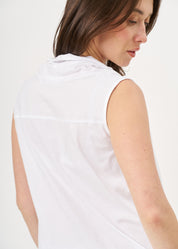 White tank top with a flowing collar