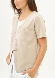 עליונית טריקו שילוב סרט בז'