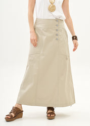 חצאית סגירת כפתורים שילוב סרט סטון