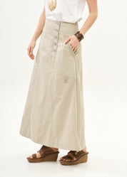 חצאית סגירת כפתורים שילוב סרט סטון