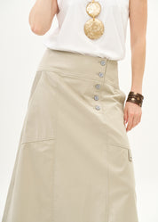 חצאית סגירת כפתורים שילוב סרט סטון