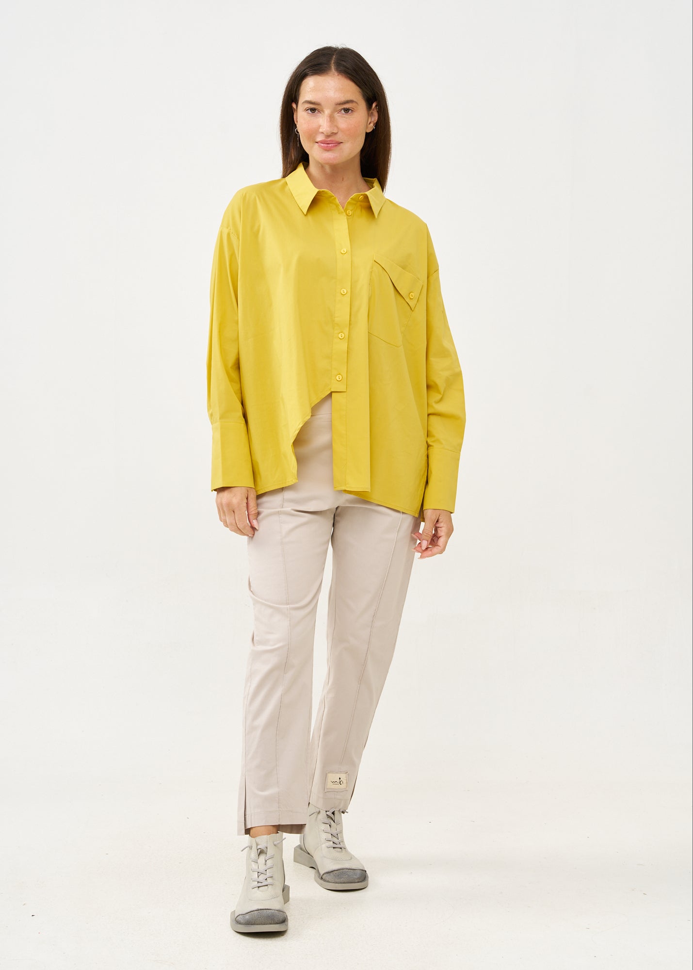 נעליים גבוהות שילוב עור הפוך סטון