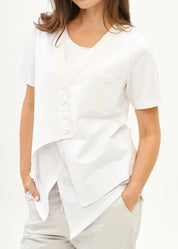 עליונית טריקו שילוב סרט לבן