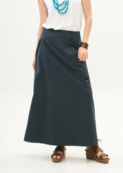 חצאית סגירת כפתורים שילוב סרט כחול כהה