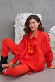 Orange resin oval necklace