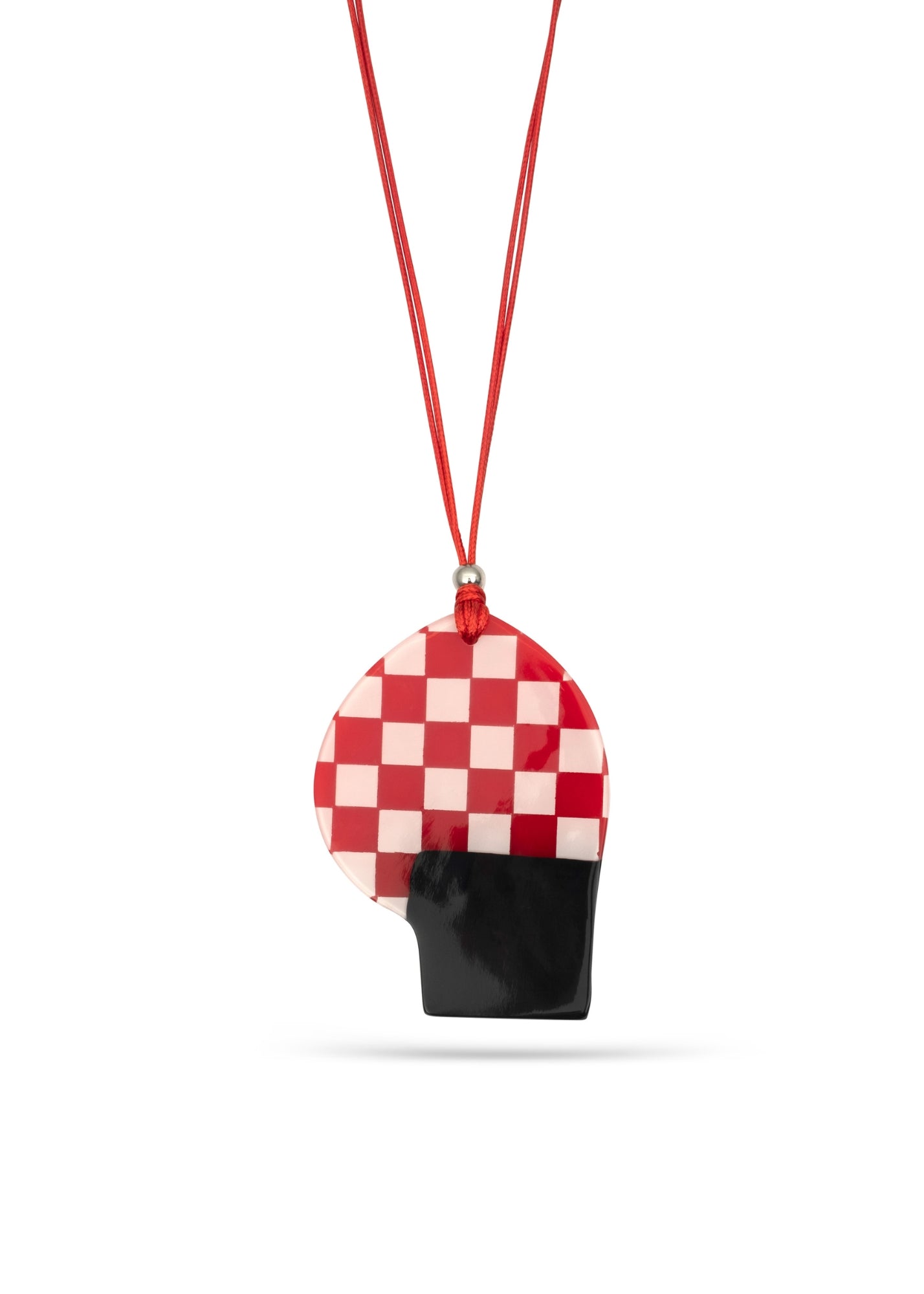 Red checkered resin necklace