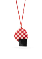Red checkered resin necklace