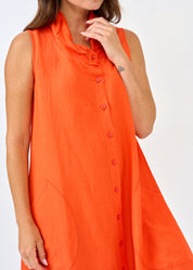 Linen dress without a button, orange