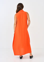 Linen dress without a button, orange