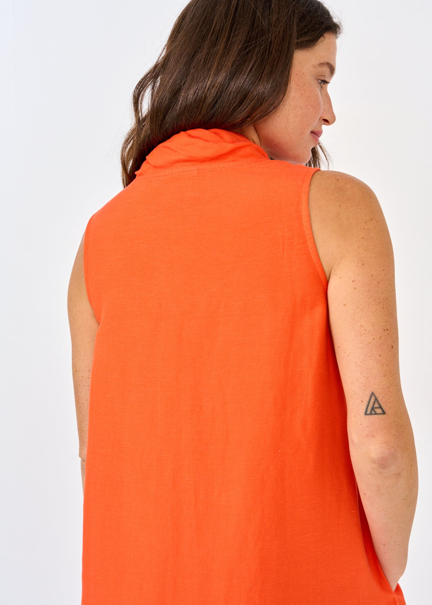 Linen dress without a button, orange