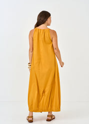 שמלה ללא שרוול סרטים רחבים חרדל