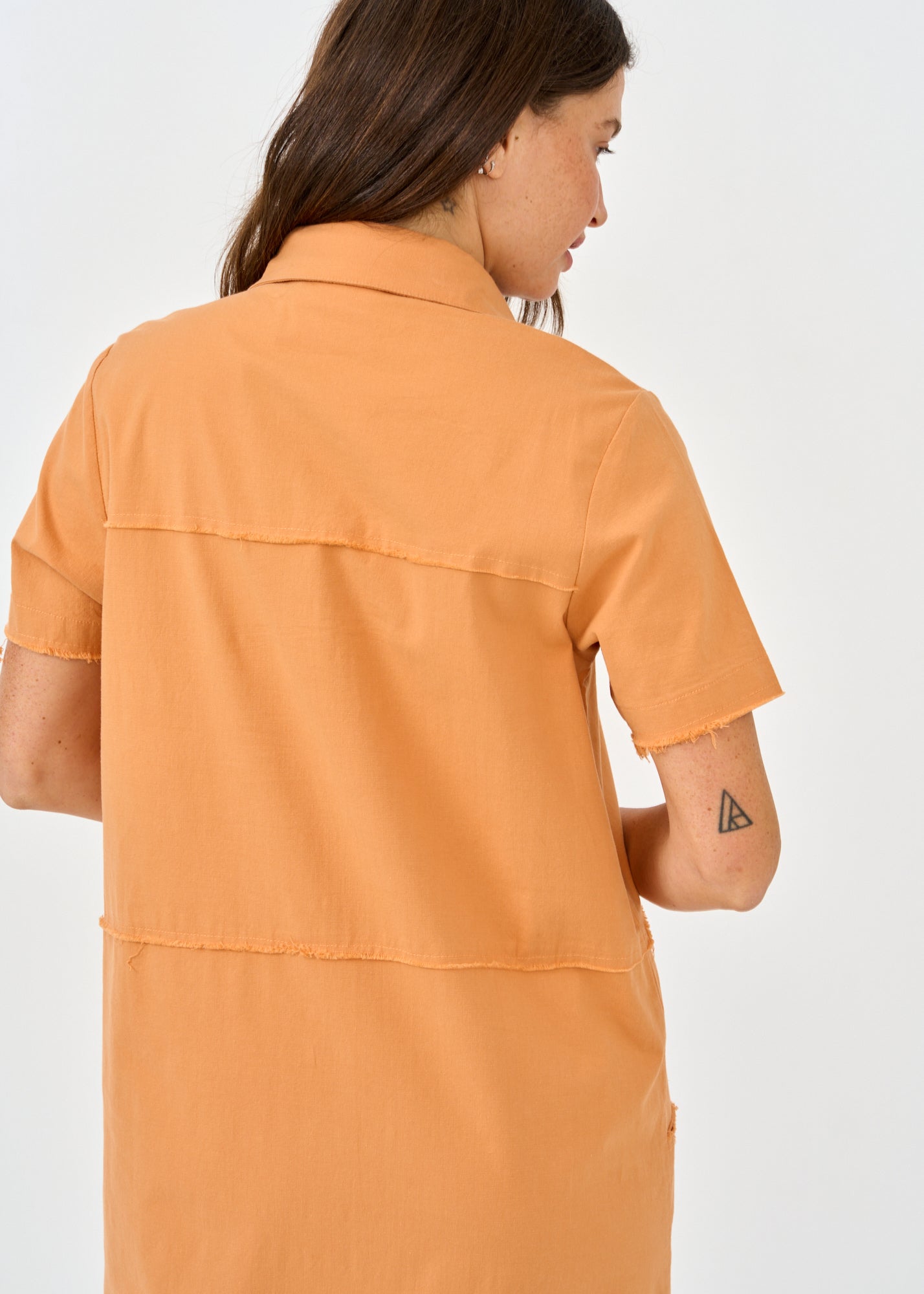 Dress short sleeve cuts outer seams orange
