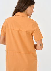 Dress short sleeve cuts outer seams orange