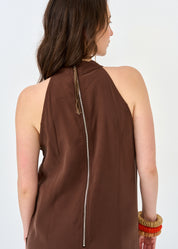 Brown collar baggy overalls