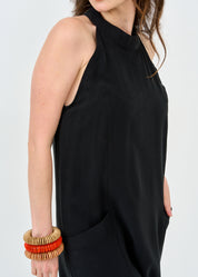 אוברול שקי צווארון קולר שחור