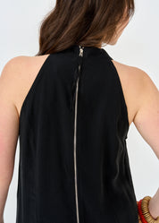 Black collared baggy overalls